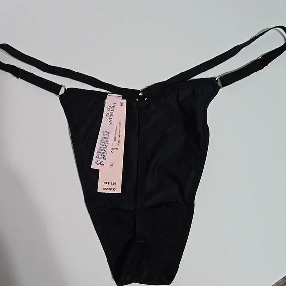 Victoria's Secrets Bkack Silk Thong NWT - Picture 2 of 2